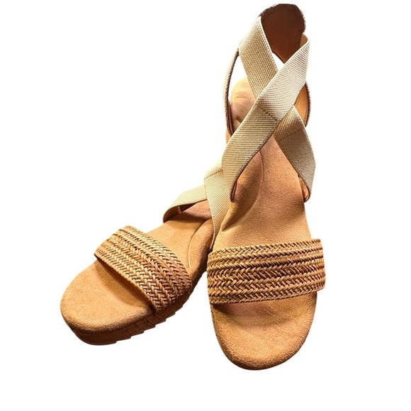 Easy Spirit Shoes - Easy Spirit Lorena8 Wedge Sandals Womens 10 Light Natural Good Woven Cork Boho